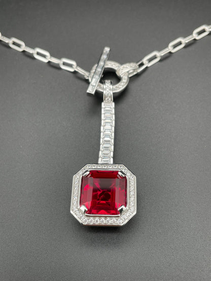 S925 Lab Ruby Necklace, Premium Necklace - Photo 6