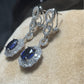 S925 Silver Oval Lab Sapphire Halo Ear Hooks, Birthday Gift - Photo 3