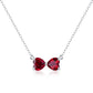 S925 Silver Double Heart Bow Lab Ruby Necklace, Pendant Birthday Gift - Photo 5