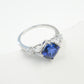 Bold Square Sapphire Sterling Silver Ring, Diamond Ring Proposal - Photo 2