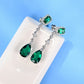 S925 Silver coloured Gemstone Teardrop Long Earrings, Versatile Vintage Gift - Photo 2