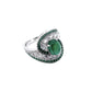 S925 Sterling Silver Emerald Ring Sugarloaf Cabochon Full Diamond Design, Premium - Photo 2