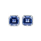 Lab Sapphire Stud Earrings S925 Silver Square 4-Claw Frame, Gemstone - Photo 5