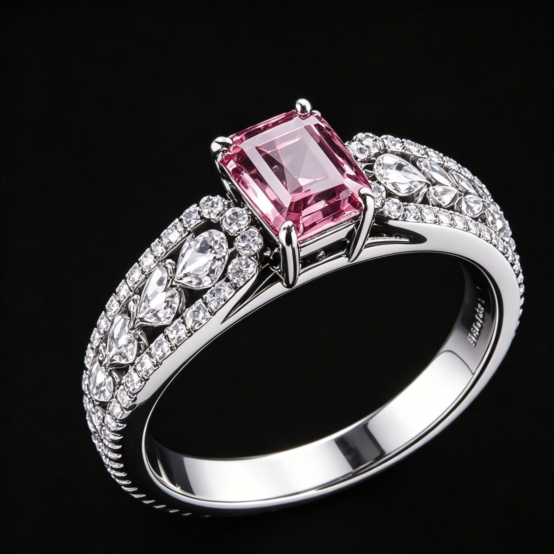 S925 Sterling Silver Lab Padparadscha 4-Piece Jewellery Set, Luxurious Premium for Women - Photo 4