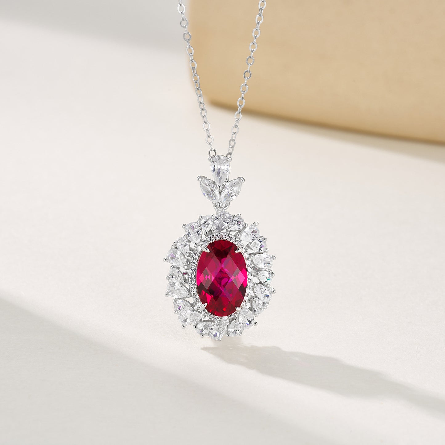 S925 Sterling Silver Lab Ruby Necklace, Vintage Choker - Photo 5