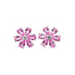 S925 Sterling Silver Lab Padparadscha Six-Petal Cherry Blossom Stud Earrings - Photo 5