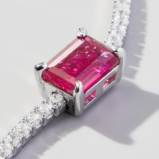 925 Silver Ruby Bracelet Elegant Women's - Photo 3