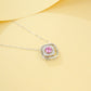 925 Sterling Silver Lab Padparadscha Square Pave Choker Necklace, Gentle - Photo 3