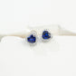 S925 Silver Heart Lab Sapphire Stud Earrings, Love Full Diamond - Photo 2
