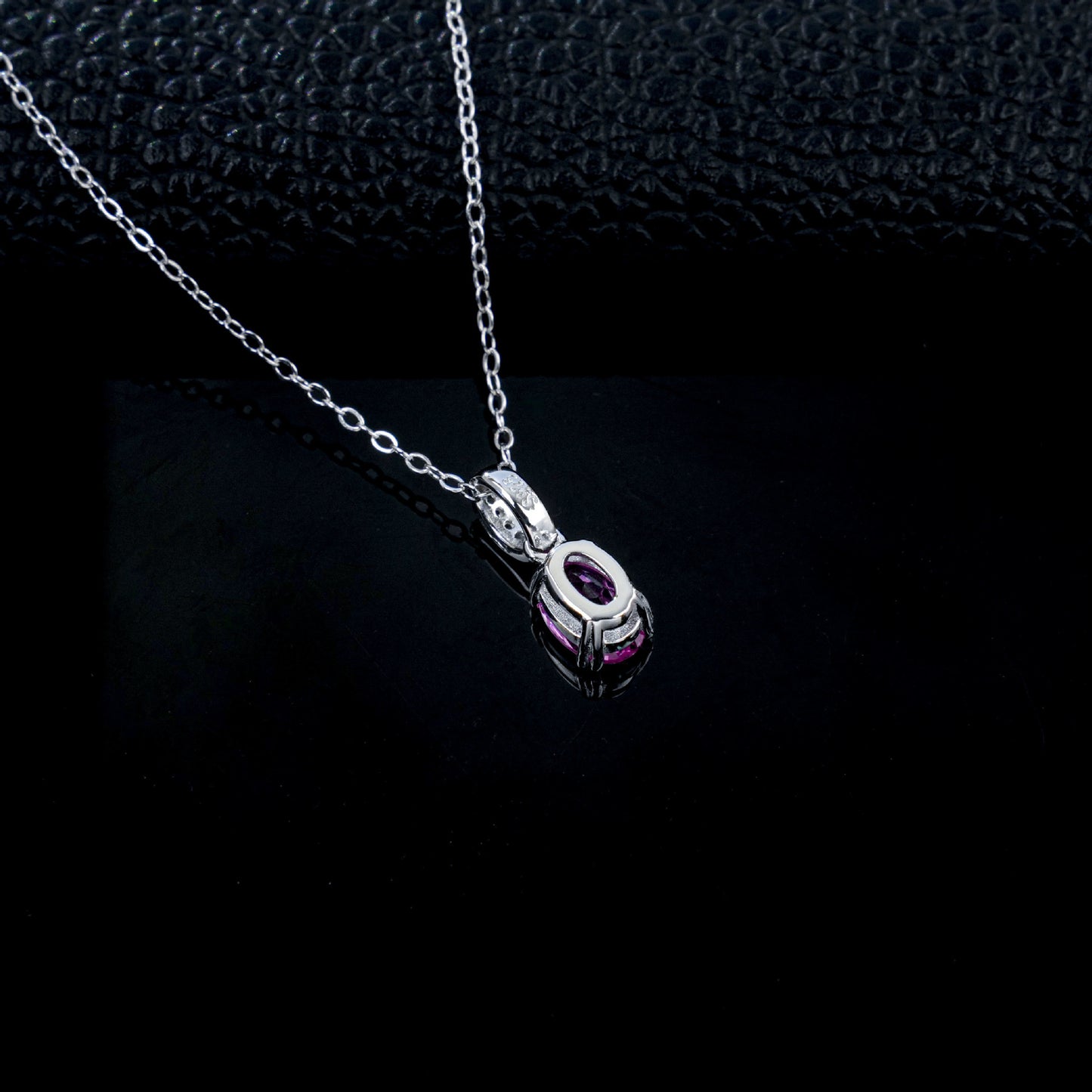 Gentle Pink Sapphire 925 Silver Necklace, Diamond Chain Valentines - Photo 4
