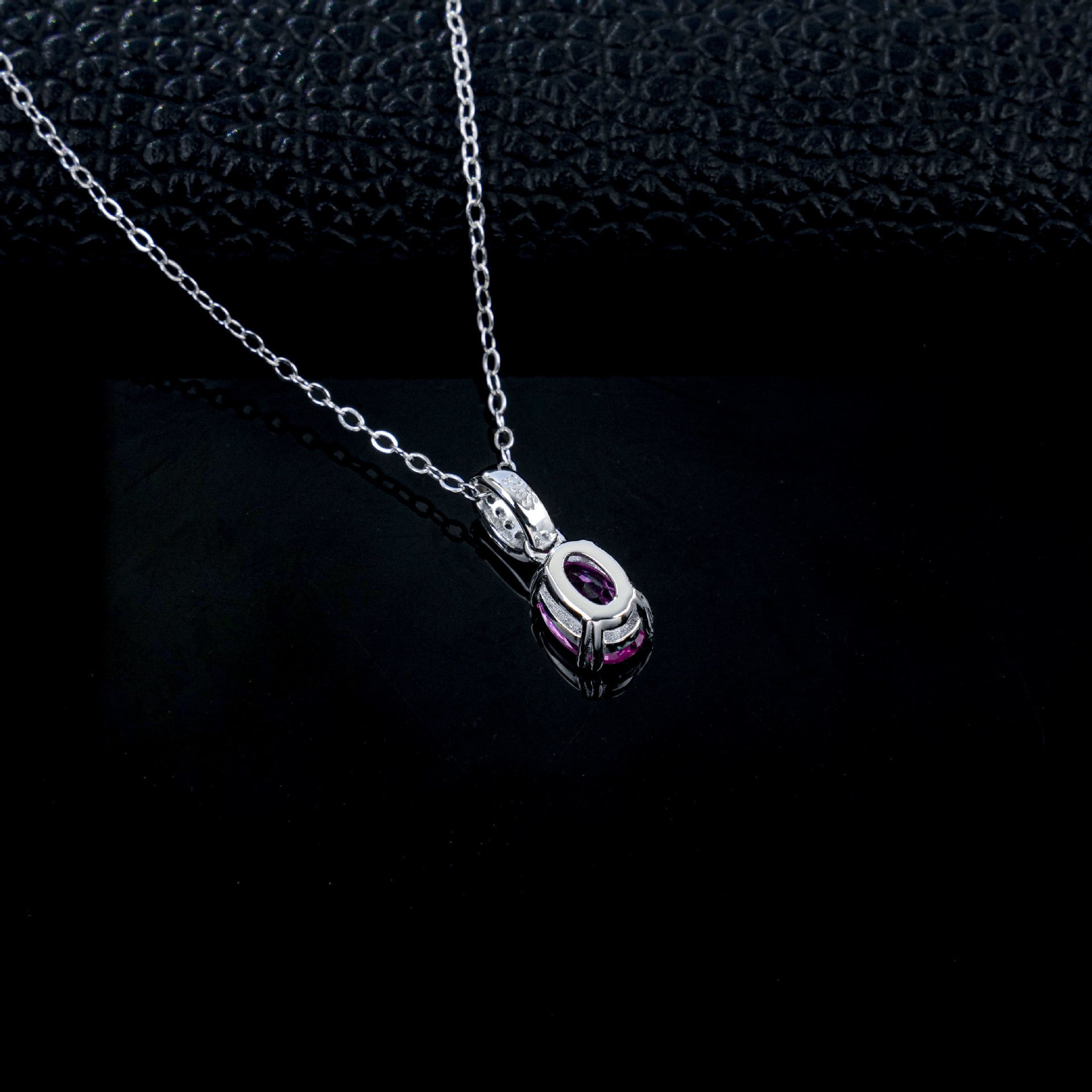 Gentle Pink Sapphire 925 Silver Necklace, Diamond Chain Valentines - Photo 4