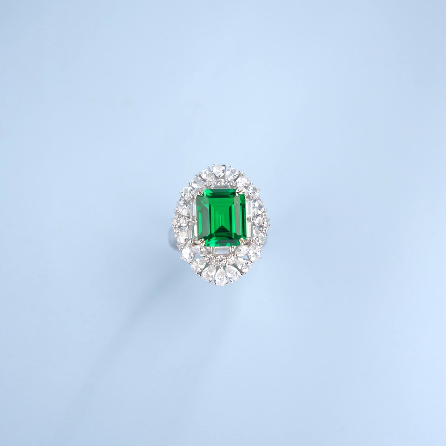 S925 Sterling Silver Lab Emerald Ring, Premium Anniversary Birthday - Photo 2