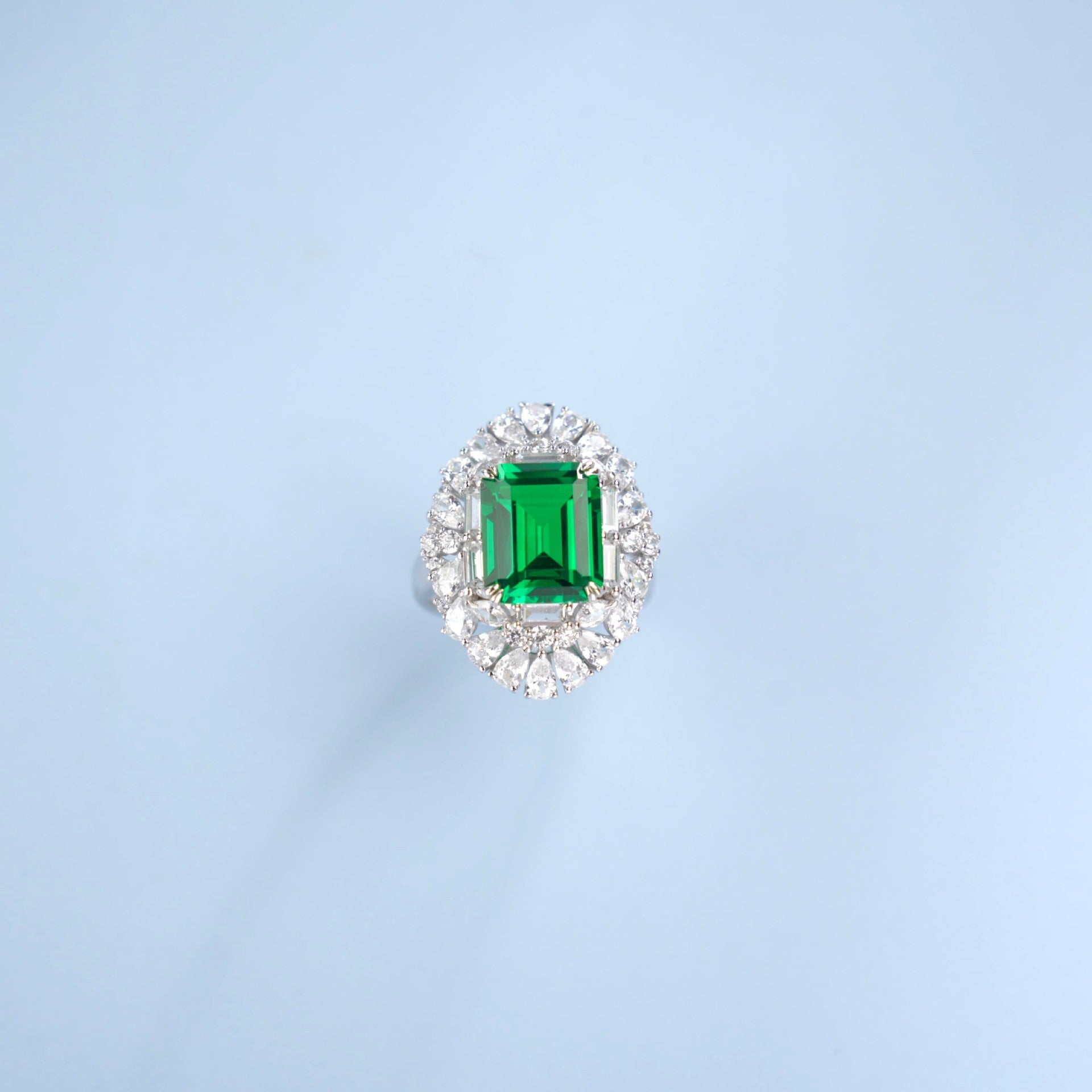 S925 Sterling Silver Lab Emerald Ring, Premium Anniversary Birthday - Photo 2