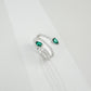 925 Silver Lab Emerald Double Teardrop Snake Wrap Design, Premium Silver Ring - Photo 2