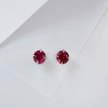 S925 Silver Ruby Stud Earrings, Elegant Versatile Trendy - Photo 6
