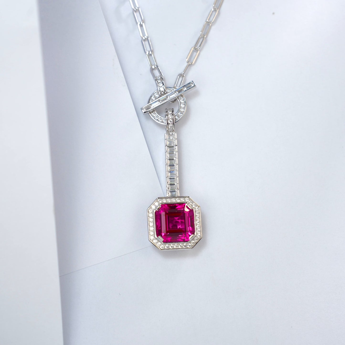 S925 Lab Ruby Necklace, Premium Necklace - Photo 2