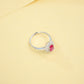 S925 Sterling Silver Lab Ruby Sunflower Ring for Women, Vintage Versatile Premium - Photo 2
