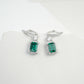 925 Sterling Silver Lab Emerald Square Earrings, French Vintage - Photo 2