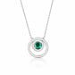 925 Sterling Silver Lab Emerald Double-Ring Starburst Necklace, French Gift - Photo 1