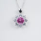 S925 Silver Sunflower Lab Pink Sapphire Necklace, Party Pendant Birthday - Photo 2