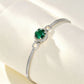 S925 Sterling Silver Round Halo Emerald Bracelet, Simple Versatile - Photo 1