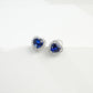 S925 Silver Heart Lab Sapphire Stud Earrings, Love Full Diamond - Photo 3