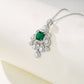 Lab Emerald S925 Necklace, Full Diamond Teardrop - Photo 2