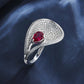 S925 Silver Ruby Teardrop Adjustable Ring, Vintage Versatile Gift - Photo 2