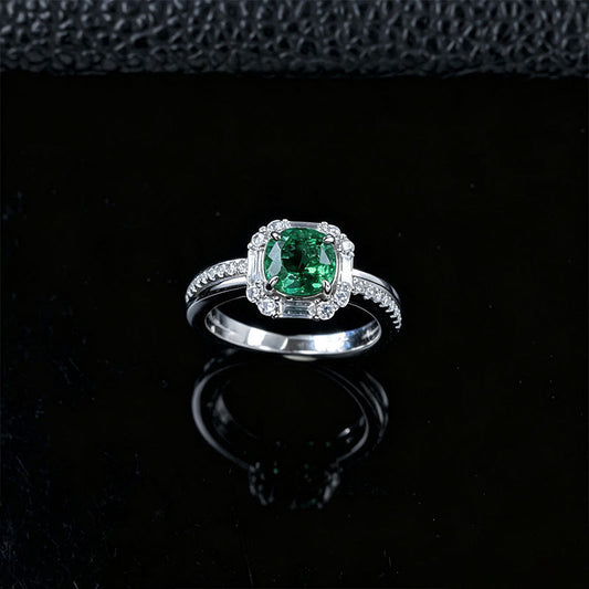 S925 Silver Round Lab Emerald Vintage, Evening Anniversary Gift - Photo 3