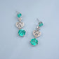 S925 Silver Lab Paraiba Tsavorite Heart Hollow Drop Long Evening Earrings - Photo 4