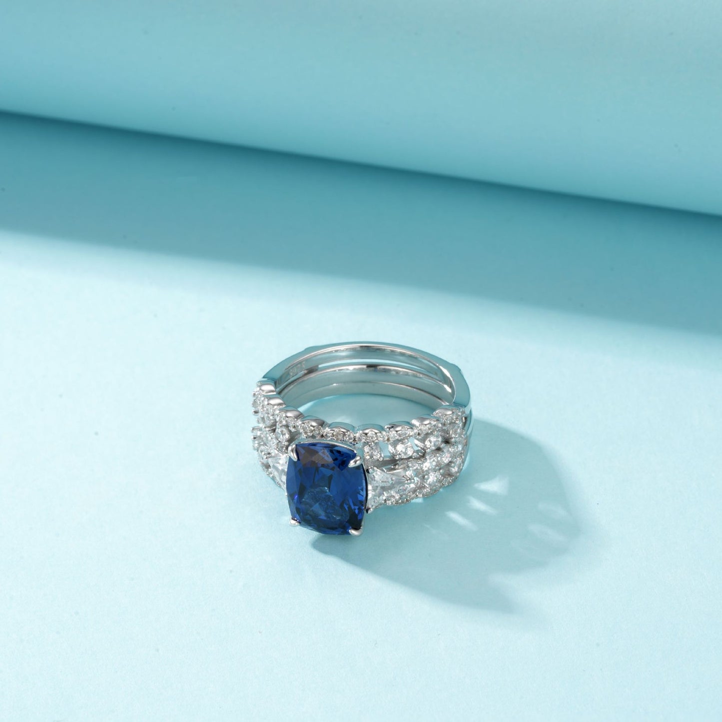 Lab Sapphire Ring S925 Sterling Silver, Versatile Premium Wedding - Photo 3
