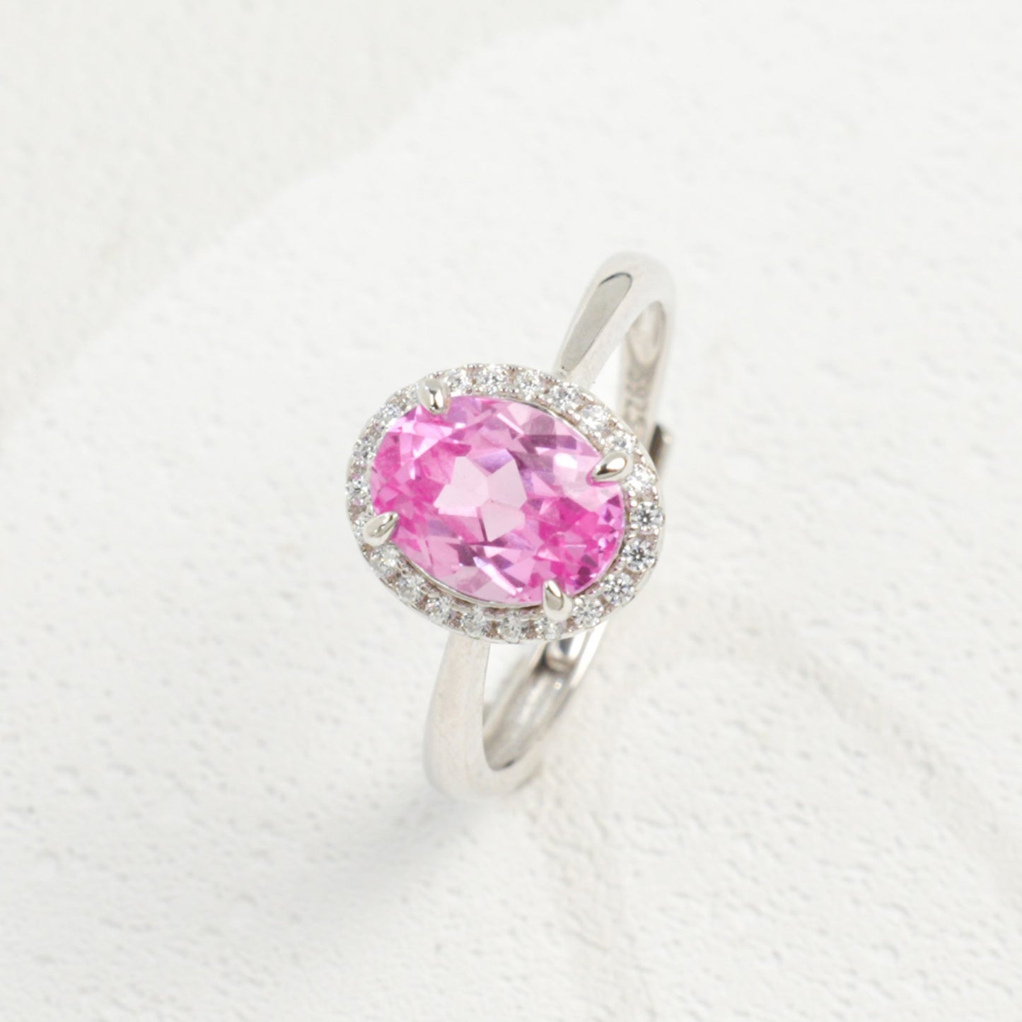 S925 Sterling Silver Lab Padparadscha Ring for Women, Versatile Designer - Photo 2