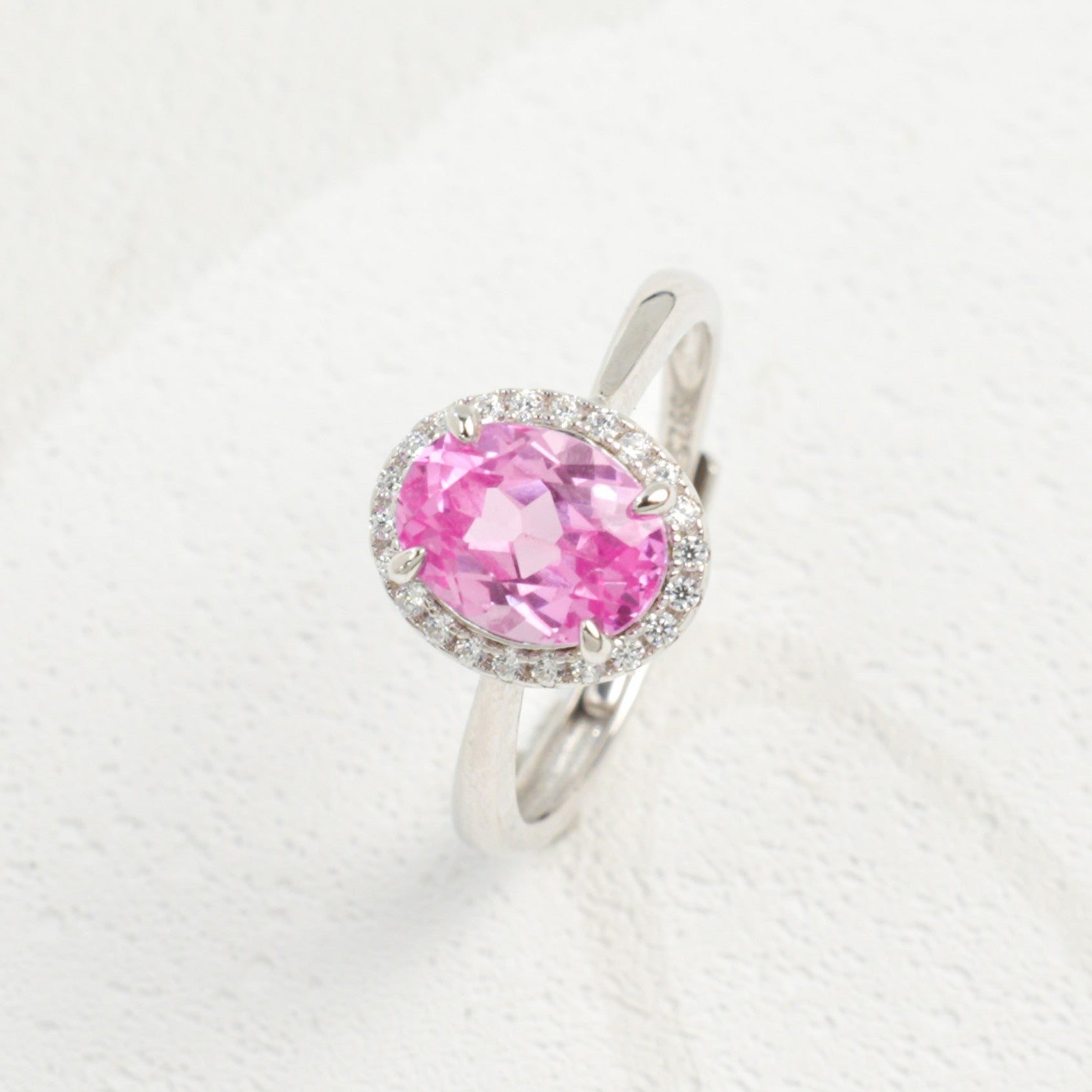 S925 Sterling Silver Lab Padparadscha Ring for Women, Versatile Designer - Photo 2