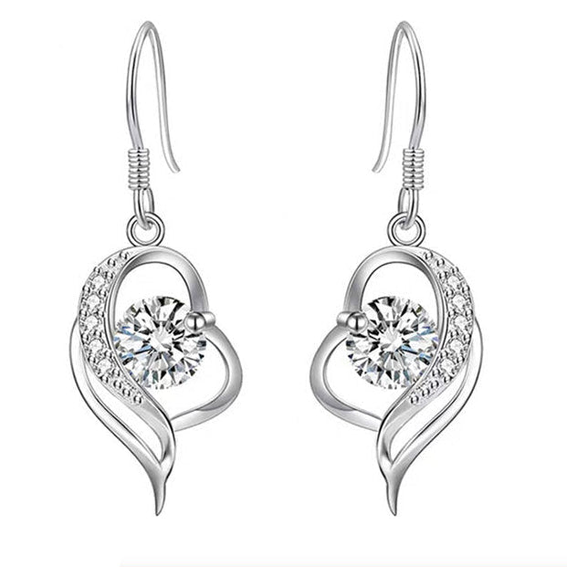 S925 Sterling Silver Streamlined Hollow Pave Earrings, Premium for Women - Photo 1
