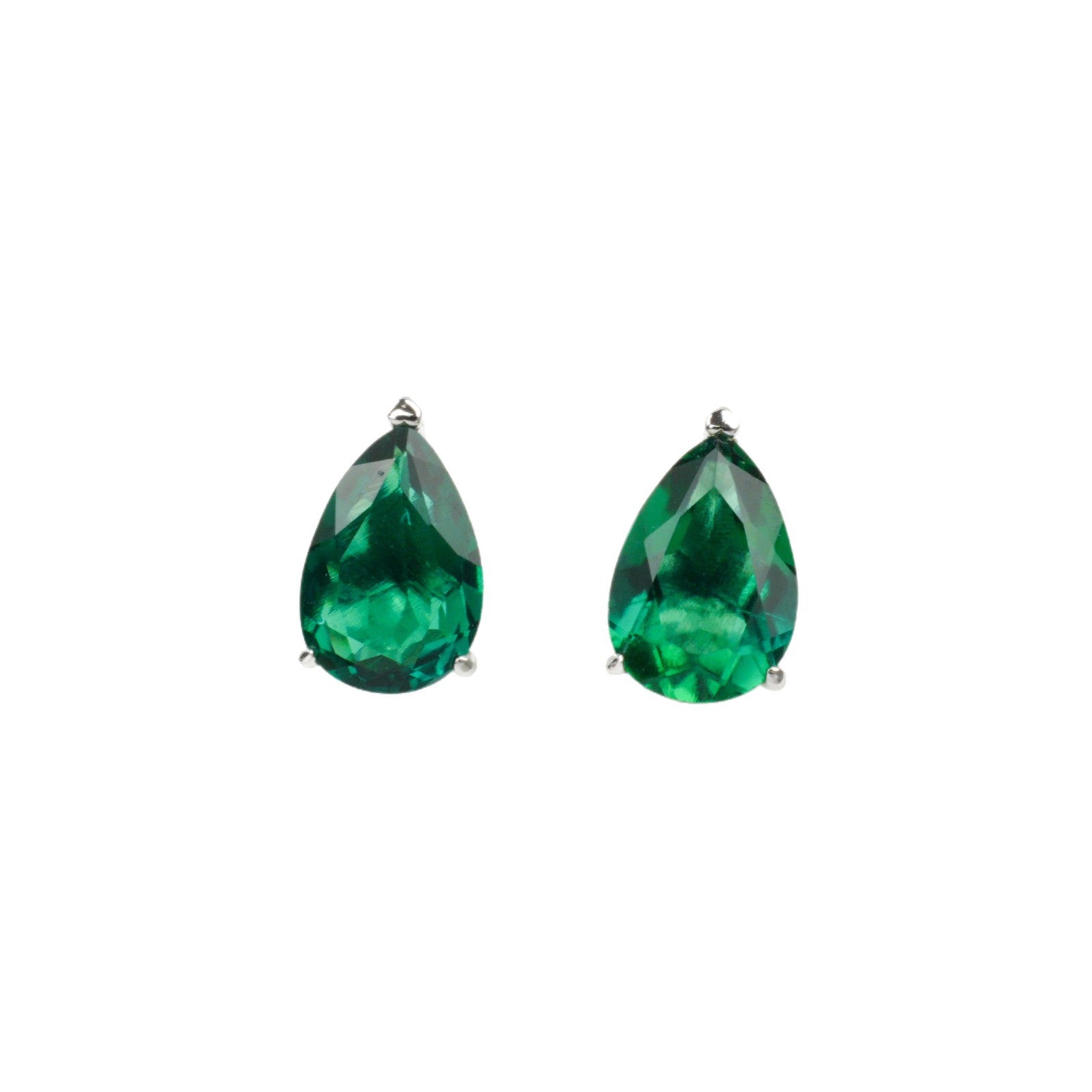 S925 Sterling Silver Lab Emerald Teardrop Earrings, Vintage for Women - Photo 5
