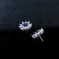 Lab Sapphire S925 Silver Stud Earrings, Vintage Premium Princess - Photo 4