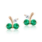 S925 Sterling Silver Lab Emerald Cherry Stud Earrings, Delicate Spring Versatile - Photo 5
