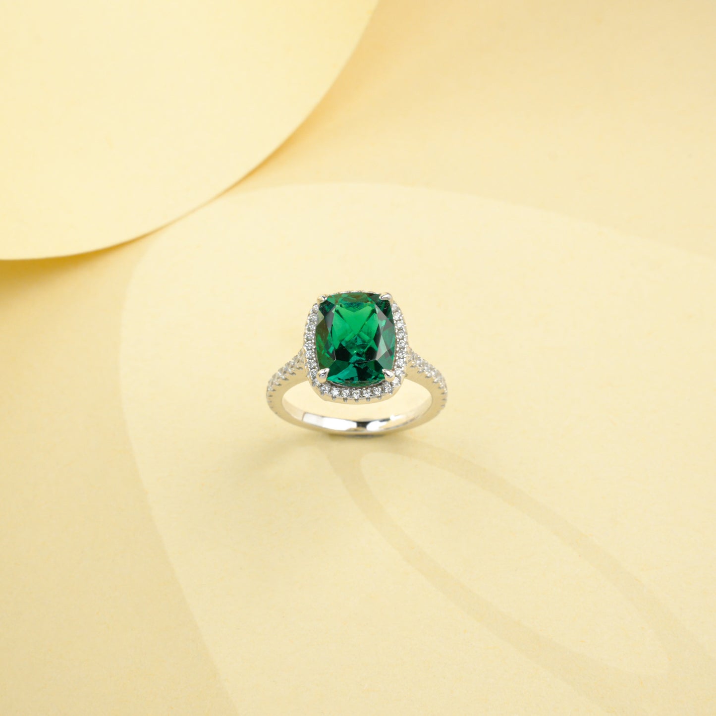 S925 Sterling Silver Lab Emerald Cushion Ring, Versatile Valentine Birthday for Girlfriend - Photo 4