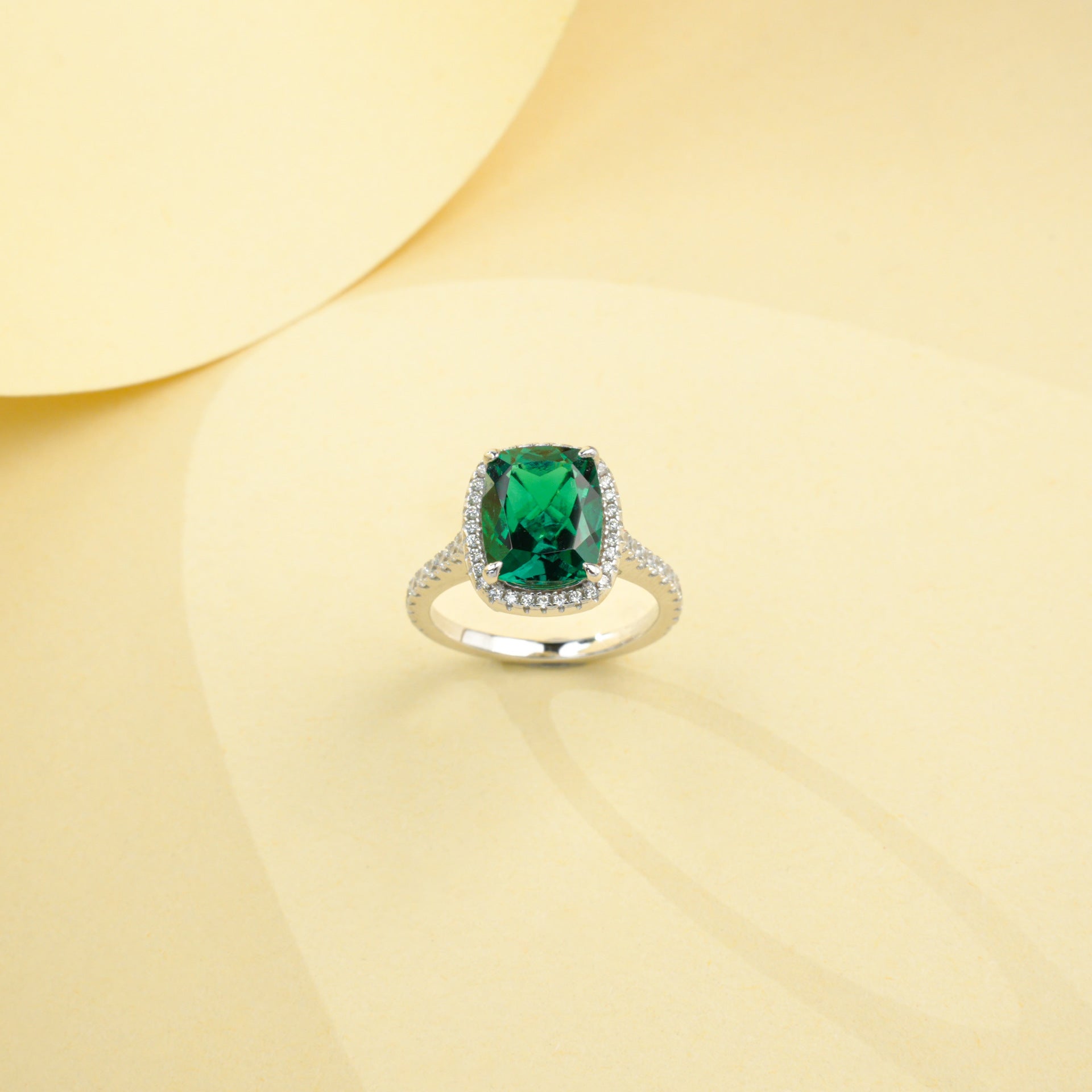 S925 Sterling Silver Lab Emerald Cushion Ring, Versatile Valentine Birthday for Girlfriend - Photo 4