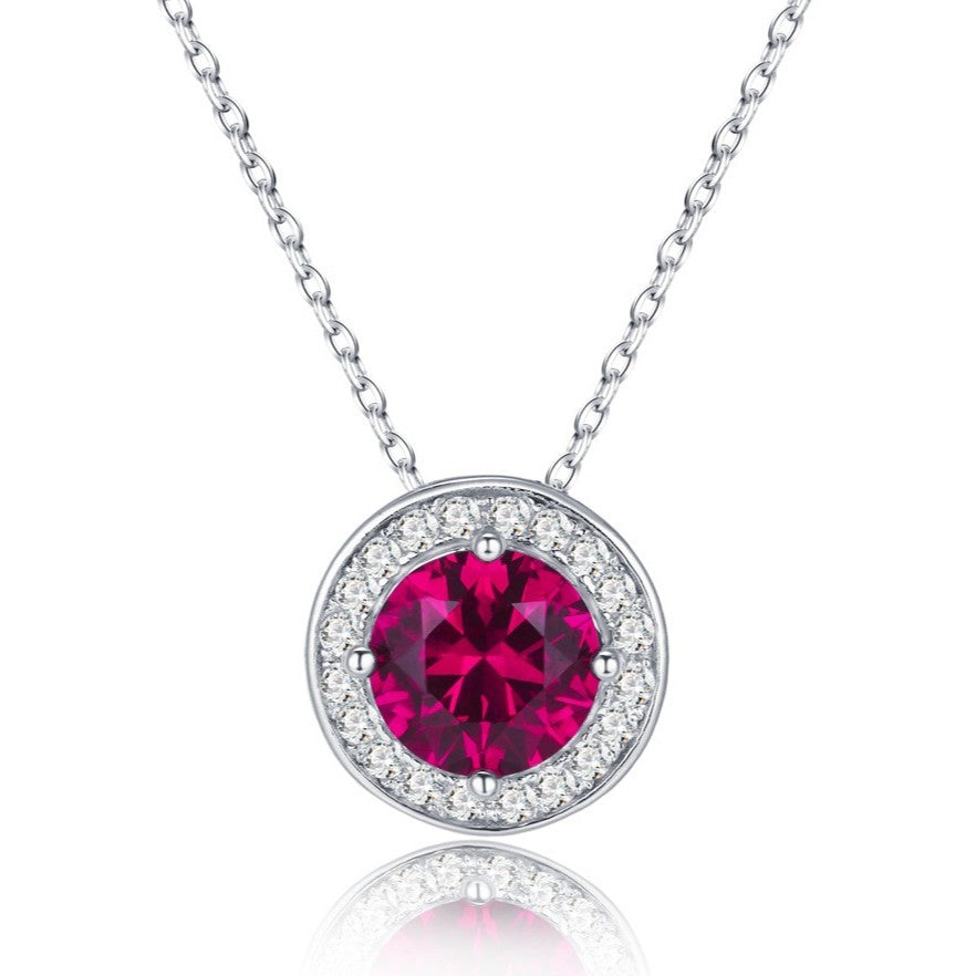 S925 Silver Pigeon Blood Lab Ruby Diana Necklace, Simple Birthday Gift - Photo 5