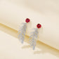 S925 Sterling Silver Sugarloaf-Cut coloured Gemstone Feather Earrings, Evening for Women - Photo 2