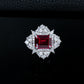 Lab Ruby Ring S925 Silver 4-Claw Diamond Flower Cluster Halo, Evening Wedding - Photo 2
