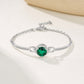 S925 Sterling Silver Round Halo Emerald Bracelet, Simple Versatile - Photo 3