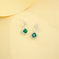 925 Sterling Silver Lab Emerald Stud Earrings, Versatile Premium - Photo 4