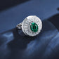 Lab Emerald 925 Silver Ring, Round Luxurious Premium - Photo 4