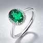 S925 Sterling Silver Lab Emerald Adjustable Ring, Premium Gift Stock - Photo 2