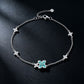 S925 Silver Four-Leaf Clover Paraiba Tsavorite Bracelet, Full Diamond Flower - Photo 3