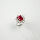 925 Silver Lab Ruby Ring-Necklace 2-in-1 Diamond Jewellery, Luxurious Premium Vintage - Photo 4