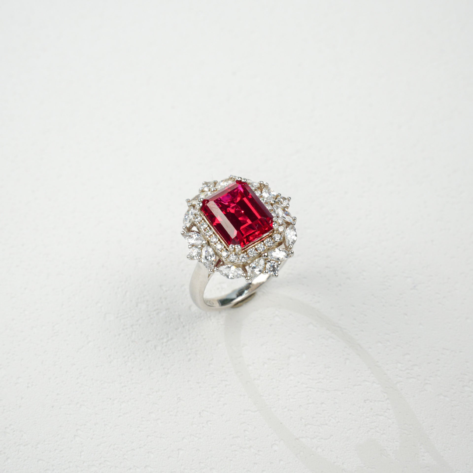 925 Silver Lab Ruby Ring-Necklace 2-in-1 Diamond Jewellery, Luxurious Premium Vintage - Photo 4