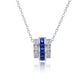 S925 Silver Lab Sapphire Cylinder Tube Pendant Necklace, Gemstone Versatile - Photo 1